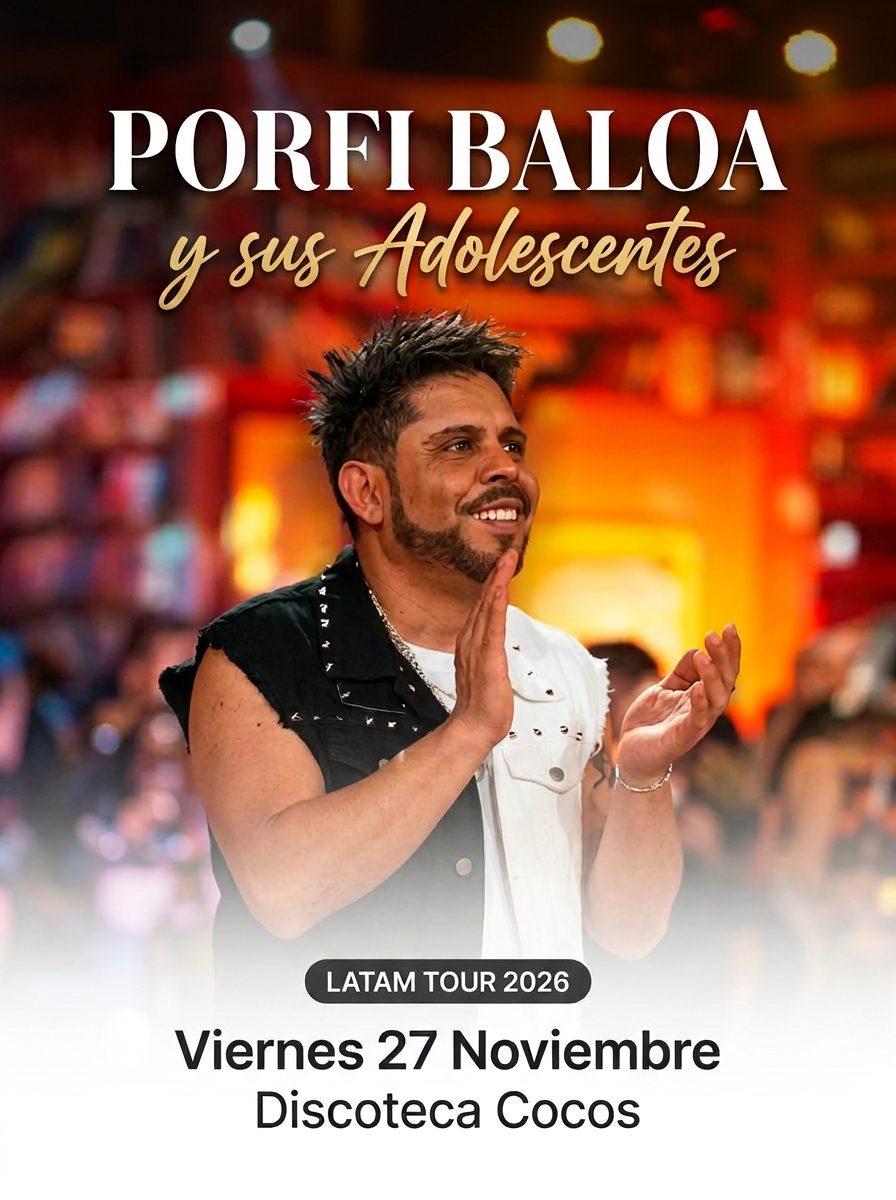 Afiche del concierto de Porfi Baloa y sus Adolescentes